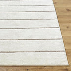Livabliss x Our PNW Home Cascade Minimalist Striped Area Rug, 5'3" x 7', Striped Ivory/Taupe