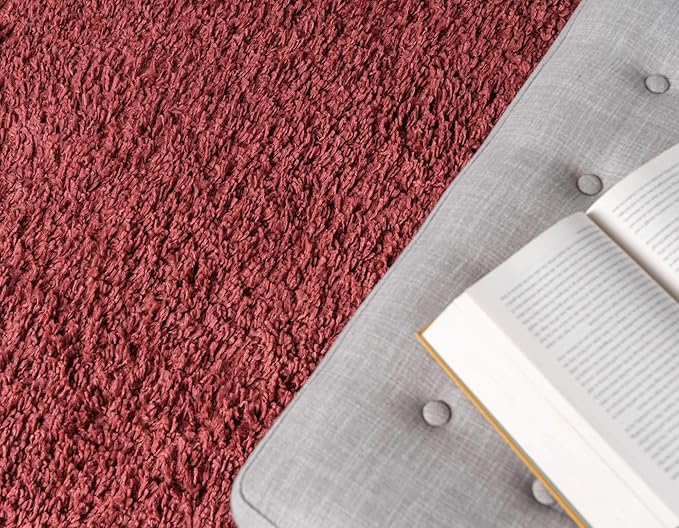 Unique Loom Davos Shag Collection Area Rug - Solid (2' 7" x 10' Runner, Poppy)