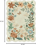 Lahome Floral Living Room Rug, 5x7 Rugs for Bedroom Ultra-Thin Soft Washable Dining Room Rug, Non Slip Stain Resistant Boho Low-Pile Throw Carpet for ‎Office (5x7ft,Beige)