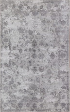 Rug Source Modern Collection, 5x8 Abstract Rug, Hand Knotted Greys & Charcoal Floral Rug, Oriental 100% Silk Carpet for Foyer, Entryway and Hallway