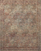 Loloi Amber Lewis Billie Collection, Aqua & Rust 2'-6" x 7'-6" Area Rug – Antique & Distressed Accent Rugs for Living Room, Bedroom, Entryway & Hallway, No Shed High Traffic Area Home Decor Rug