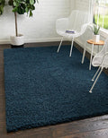 Unique Loom Solid Shag Collection Area Rug (6' 1" x 9' Rectangle, Sapphire Blue/ Navy Blue)
