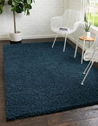 Unique Loom Solid Shag Collection Area Rug (5' 1" x 8' Rectangle, Sapphire Blue/ Navy Blue)