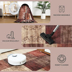 DweIke Washable Area Rugs for Living Room, 5x7 Soft Bedroom Rugs, Geometric Print Non-Slip Modern Rug, Stain Resistant Throw Carpets for Office Nursery Dining Room Home Dorm Decor, Red