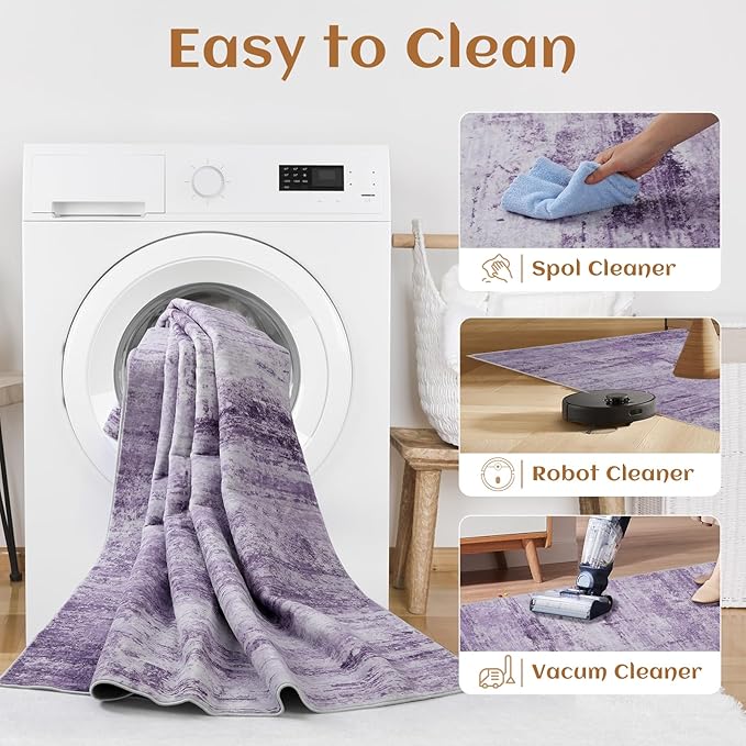 Abstract 6x9 Area Rug for Living Room Dining Room Home Office Bedroom Purple Grey