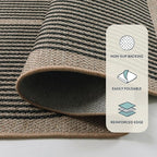 Lahome Modern Rainbow Easy Jute Rug, Washable Rugs 5x7 for Living Room Bedroom Black Farmhouse Indoor Outdoor Patio Carpet, Contemporary Natural Throw Mat Non Slip Carpet for Office RV