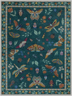 Lahome Insect 9x12 Area Rugs for Living Room Bedroom, Soft Washable Rugs 9x12 Stain Resistant, Ultra-Thin Non-Slip Non-Shedding Accent Carpet for Dining Room Office, Dark Green