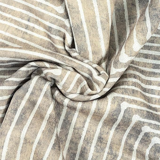 GLN Rugs Contemporary Collection - Machine Washable Area Rug, Contemporary Washable, Non Slip, Low Pile Chenille Rug, Living Room, Bedroom, Kitchen Rug (6' x 9' Lines Cream)