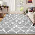 Lahome Moroccan Washable Rugs 8x10,Grey Rug for Living Room,Soft Boho Large Bedroom Rug 8x10 Under Bed Boho Dining Room Rugs for Under Table Geometric Office Room