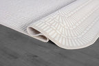 Beverly Rug Modern Geometric Area Rug 4x6 Low-High Pile Durable Soft Abstract Grid Indoor Rugs for Living Dining Room Office Stain Resistant Non Shedding Casual Indoor Carpet Beige White 4 x 6