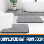 OLANLY Bathroom Rugs 32x20, Extra Soft Absorbent Chenille Bath Rugs, Rubber Backing Quick Dry, Machine Washable Bath Mats for Bathroom Floor, Tub and Shower, Home Decor Accessories, Grey