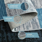 Large Area Rugs,Modern Geometric Patchwork Floor Decor for Bedroom Aesthetic Carpet, Rockwood Collection, Indoor Rugs for Living Room, Dining Room, Nursery, Office, Machine Washable Rug,5x8 Ft Blue