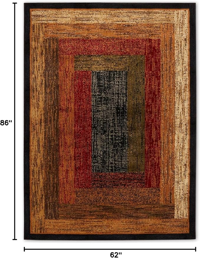Home Dynamix Royalty Vega Contemporary Geometric Area Rug, Black/Brown, 5'2"x7'2"