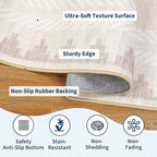 Bordered Washable Non Slip Runner Rug 2x6 for Hallway Kitchen Modern Fodable Stain Resistant Soft Bedroom Living Room Rugs Geometric Non-Shedding Low Pile Long Carpet, Beige