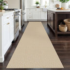 EARTHALL Long Runner Rug 3x12 Ft Washable Runners for Hallways Cotton Non Slip Entryway Runner Braided Kitchen Runner Indoor Outdoor Carpet Runners for Entryway, Hall, Foyers, Golden Beige/White