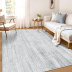 MUJOO 5x7 Washable Area Rug,Modern Abstract Rugs for Living Room Bedroom Dining Room,Large Non Slip Carpet Indoor,Low Pile Throw Rug Accent Neutral Grey