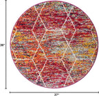 Unique Loom Trellis Frieze Collection Area Rug - Geometric (3' Round, Multi/ Ivory)