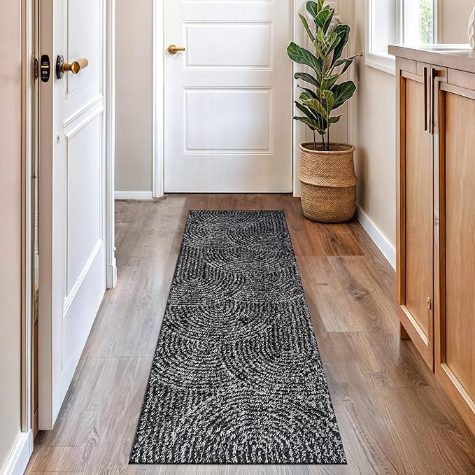 Rugshop Circles Arch Shag Runner Rug Anthracite Dark Gray 2' 3" x 8' Perfect for Hallways, Kitchens, or Behind The Sofa