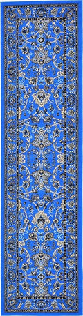 Unique Loom Sialk Hill Collection Area Rug - Washington (2' 7" x 10' Runner Dark Blue/Black)