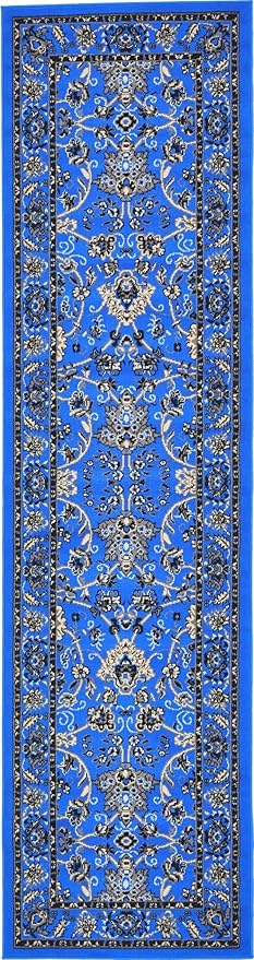Unique Loom Sialk Hill Collection Area Rug - Washington (2' 7" x 10' Runner Dark Blue/Black)