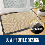 Kitinjoy Front Door Mat Outside Entrance, Sturdy Natural Dirt Trapper, Heavy Duty Rubber Doormat, Low Profile Non-Slip Backing, Easy Clean Floor Mat for Indoor Outdoor Entry, 29.5X17 Inch, Beige