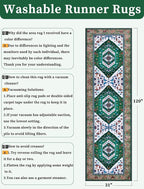 SERISSA Runner Rug for Hallways, 2'6"x10' Washable Non Slip Kitchen Runner Rug, Long Boho Rug Vintage Green White Hallway Stair Ultra Soft Print Floor Carpet for Bedroom Bathroom Laundry Room