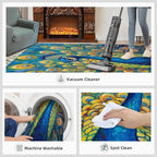 Peacock Area Rug 5x8-5x8 Rug, Wonderful Peacock Rugs for Living Room, Teal Turquoise Carpet, Peafowl Washable Area Rugs for Bedroom, Aesthetics Carpet - Peafowl Home Decor & Gifts