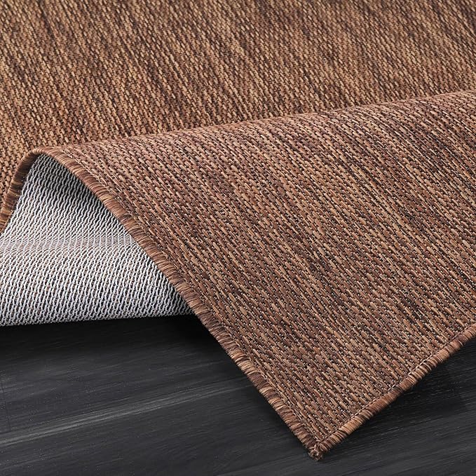 Beverly Rug Indoor Outdoor Rug 9x12, Washable Outside Carpet for Patio, Deck, Porch, Solid Modern Area Rug, Water Resistant, Gold Brown