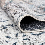 Bloom Rugs Washable Non-Slip 4' x 6' Rug - Teal/Beige Traditional Area Rug for Living Room, Bedroom, Dining Room, and Kitchen - Exact Size: 4' x 6'