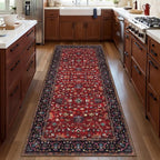 Tangsoo Floral Washable Runner Rug, 2x5 Rug Runners for Hallways Non Slip, Vintage Boho Runner Rug for Entryway Indoor, Blue Print Carpet Runner, Soft Low Pile Runner for Kitchen Bedroom Red
