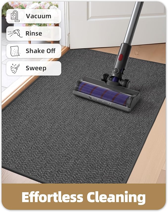Color&Geometry Large Front Door Mat Indoor Entrance, 24"X48" Indoor Mats for Entryway Non Slip Rubber Backed, 2x4 Dirt Trapper Double Door Mat Washable, Charcoal Grey (Rolled-up NO Creases)