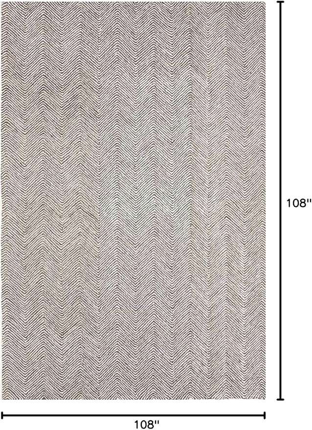 Modern Herringbone Chevron Collection Handcrafted Wool Area Rug - Durable, Zigzag Pattern, for High Traffic, Contemporary Design for Living Room, Bedroom, Dining Room Decor (Dark Olive, 9' round)