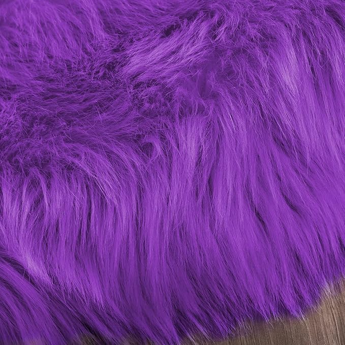 Latepis Small Area Rugs 3x4 Purple Faux Fur Rug Fluffy Carpet Shag Rug for Living Room Washable Furry Rugs for Bedroom Floor Room Rectangle