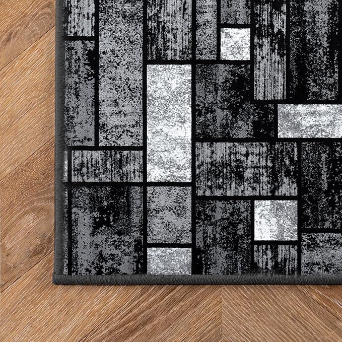LUXE WEAVERS Modern Geometric Squares 10007 Gray 8x10 Area Rug