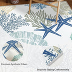 Tritard Coastal Area Rugs Nautical Beach Themed Non-Slip Machine Washable Rugs Modern Floor Carpet for Living Room Bedroom, 6x9, Blue