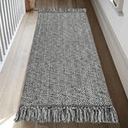 Collive Kitchen Runner Rug, 2' x 4.3' Hand-Woven Reversible Washable Rugs, Grey Cotton Modern Farmhouse Bathroom Mat Hallway Carpet for Foyer Bedroom Entry Back Door Decor