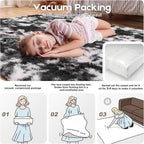 Area Rugs 9x12 Living Room, Fluffy Large Rugs for Bedroom, Soft Shag Fuzzy Non-Slip Carpet for Kids Boys and Girls Nursery Room Dorm Indoor Home Decor (Black and White, 9ft x 12ft)