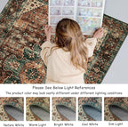 Moynesa Ultra-Thin Washable Runner Rug - 2x7 Kitchen Runner Stain Resistant Hallway Mat, Non-Slip Non-Shedding Bathroom Laundry Carpet Runner for Front Door Bedside Camper, Brick Red/Dull Teal