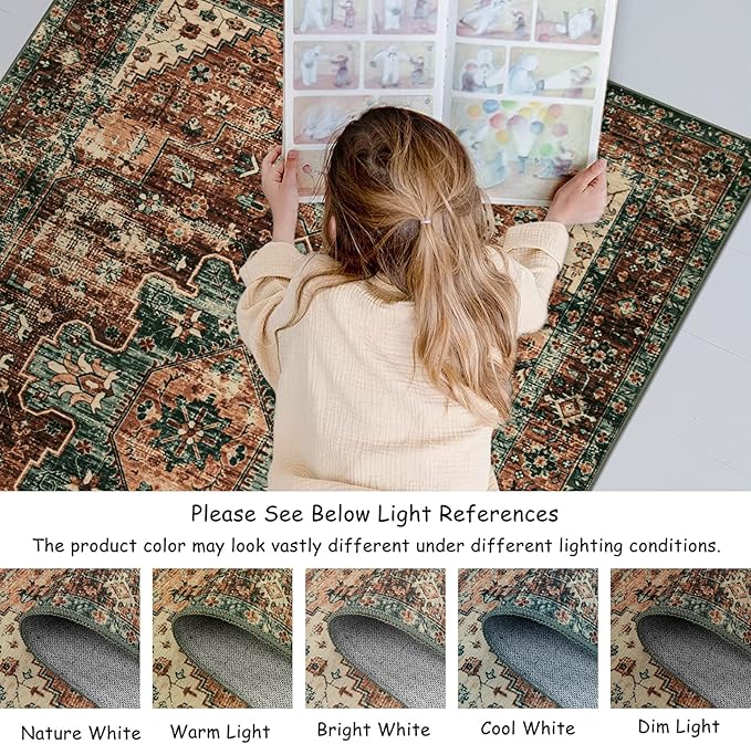 Moynesa Ultra-Thin Washable Vintage Runner Rug - 2'6" x 10' Long Hallway Rug Carpet Runner, Boho Non Slip Stair Runner Kitchen Mat Indoor Oriental Throw Rug for Living Room Bathroom Entry