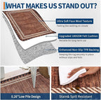 Modern Bordered 2x6 Kitchen Runner Rugs Non Slip Washable Geometric Non-Shedding Carpet for Entryway Hallway Foldable Soft Stain Resistant Low Pile Rug for Dining Room Bedroom, Brick Red