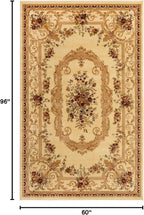 Rugs.com Chateau Collection Rug – 5' x 8' Cream Medium Rug Perfect for Bedrooms, Dining Rooms, Living Rooms