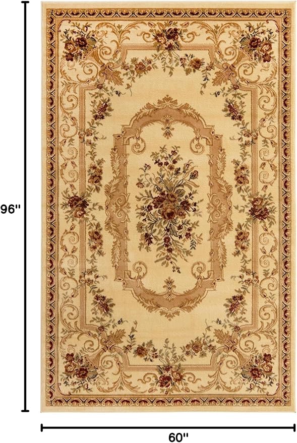 Rugs.com Chateau Collection Rug – 5' x 8' Cream Medium Rug Perfect for Bedrooms, Dining Rooms, Living Rooms