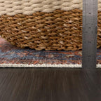 Bloom Rugs Washable Non-Slip 2' x 3' Rug - Terracotta/Blue Traditional Oriental Area Rug for Living Room, Bedroom, Dining Room, and Kitchen - Exact Size: 2' x 3'