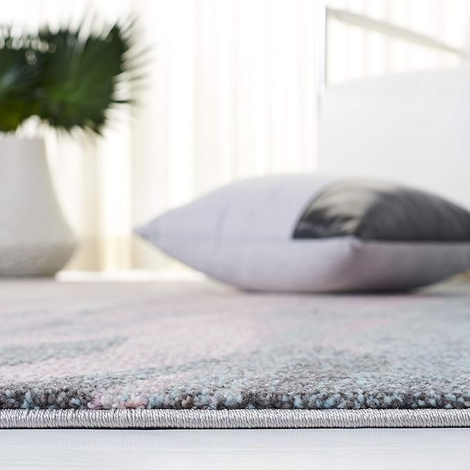 SAFAVIEH Glacier Collection Runner Rug - 2'3" x 10', Pink & Blue, Modern Abstract Design, Non-Shedding & Easy Care, Ideal for High Traffic Areas in Living Room, Bedroom (GLA126U)