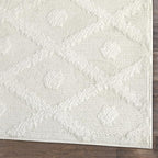 Antep Rugs Palafito 2x7 Geometric Shag Diamond High-Low Pile Textured Indoor Runner Rug (White, 2' x 7')