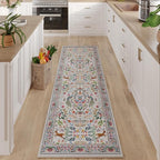 Rugcomf Runner Rug Washable Kitchen Runner 2'6''x8' Runner Rug for Entryway Indoor Floral Non-Slip Soft Carpet Runner for Hallways, Kitchen, Laundry, Bedroom, Bathroom(Colorful)
