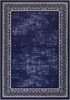 Antep Rugs Alfombras Bordered Modern 8x10 Non-Slip (Non-Skid) Low Pile Rubber Backing Indoor Area Rug (Navy, 7'10" x 10')