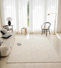 jxgzyy Beige Area Rug, 0.36'' Thick Low Pile Textured Rug, Modern Aesthetic Solid Carpet for High Traffic Area, Stain-Resistant Kitchen Rug with Non-Slip Backing, 5x7