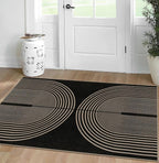 Easy Jute Rainbow Area Rug, 3x5 Black Indoor Outdoor Entryway Rug Washable Non-Slip Modern Boho Kitchen Rugs, Farmhouse Abstract Throw Carpet for Living Room Patio Kids Room