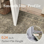 3x10 Washable Brown Runner Rug Vintage Hallway Kitchen Carpet Non-Slip Soft Low Pile Distressed Throw Rug for Bedroom Bathroom Laundry Living Room